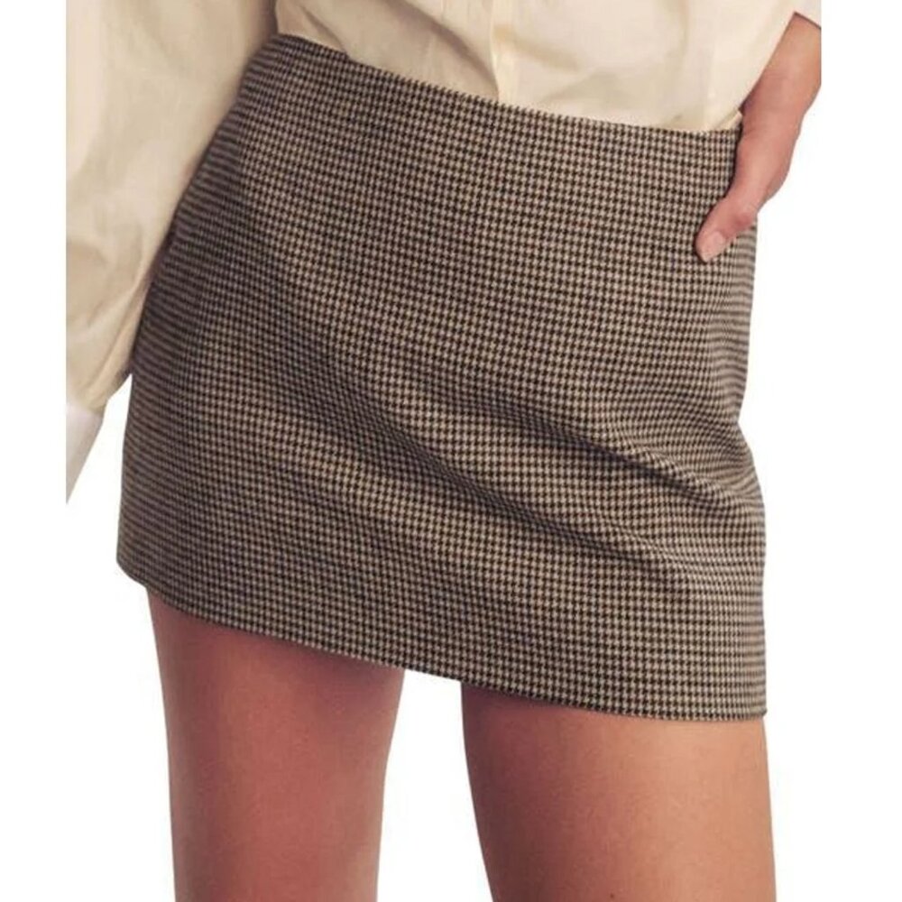 REFORMATION carla gingham houndstooth mini skirt NWOT